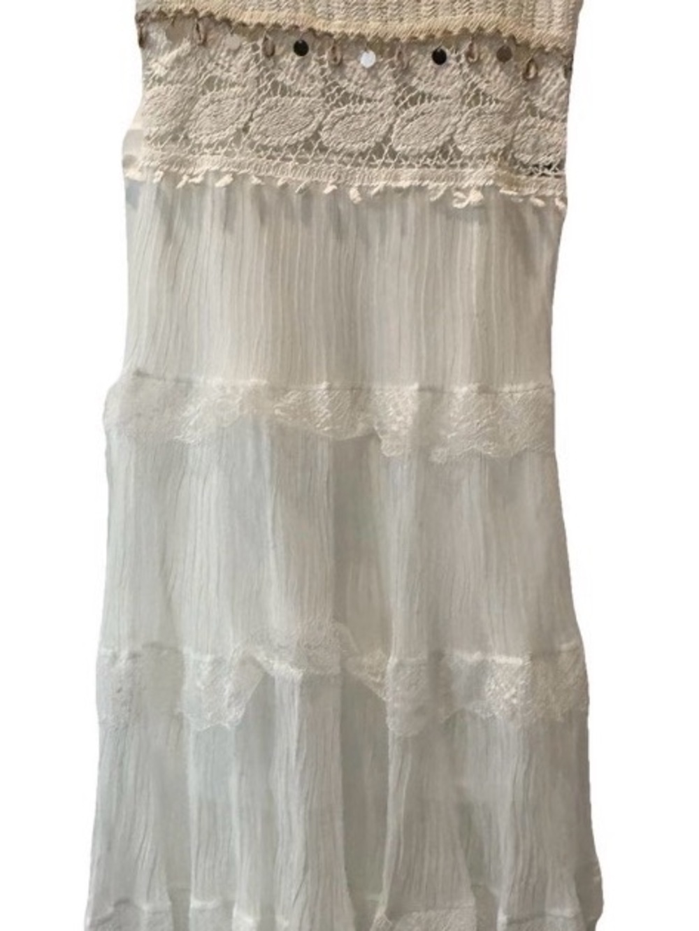POL Cream White Maxi Dress with Crochet Bodice